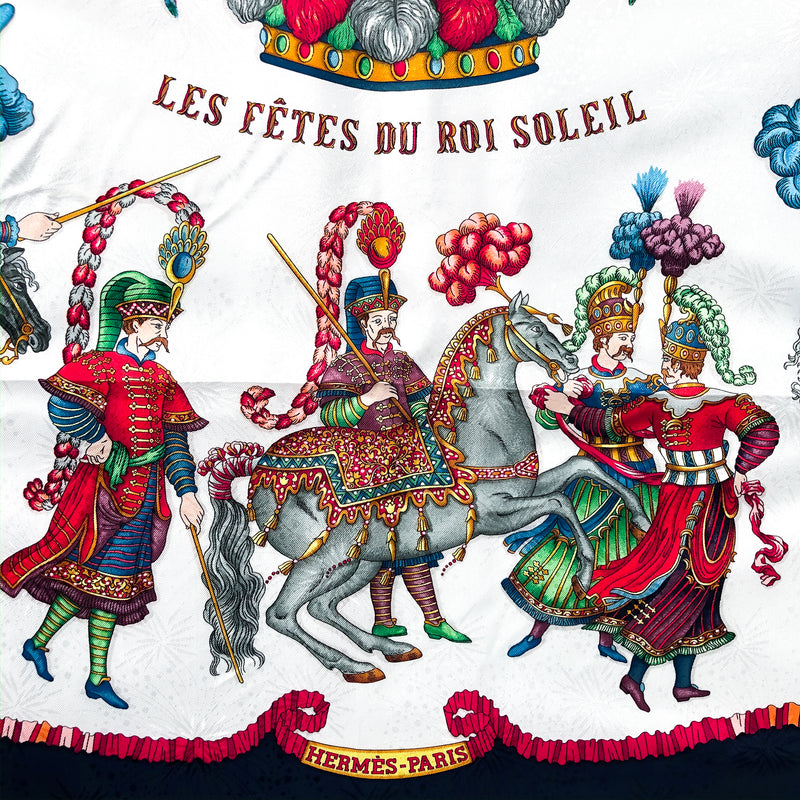 Les Fetes du Roi Soleil Hermes Scarf by Michel Duchene 90 cm Silk Fireworks Jacquard