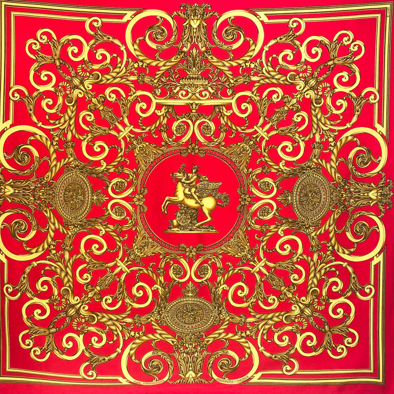 Les Tuileries Hermes Scarf by Joachim Metz 90 cm Silk Red CW