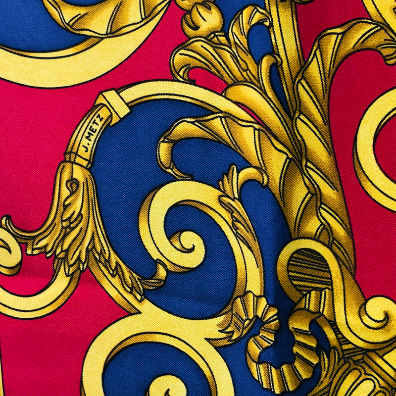 Les Tuileries Hermes silk twill scarf was designed by Joachim Metz