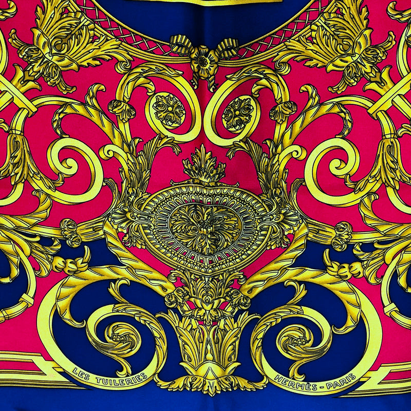 Les Tuileries Hermes silk twill scarf beautiful scrollwork taking its inspiration from the gates of Les Tuileries in Paris
