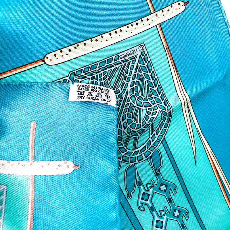 Libres Comme L'Air Hermes Scarf by Faivre 90cm Silk Turquoise