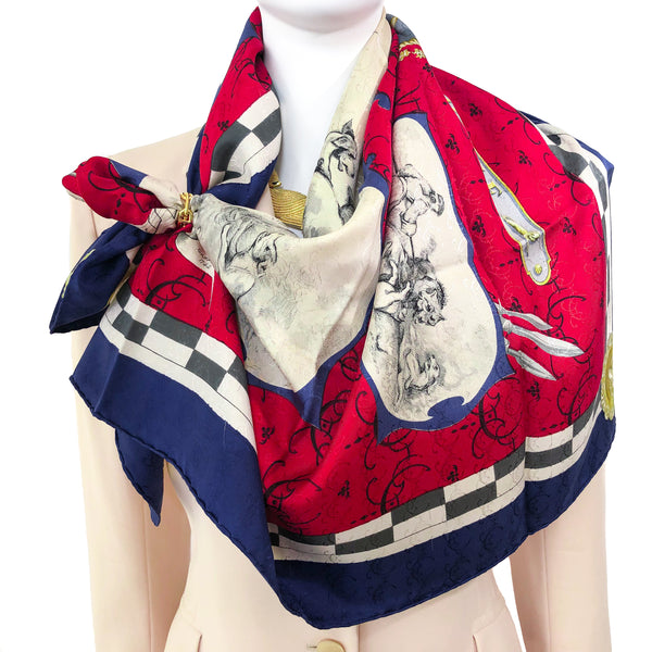 Louveterie Royale Hermes silk jacquard scarf (100% silk) - RARE Vintage