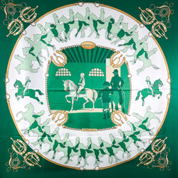 Manege Hermes Scarf by Philippe Ledoux 90cm Silk in Green