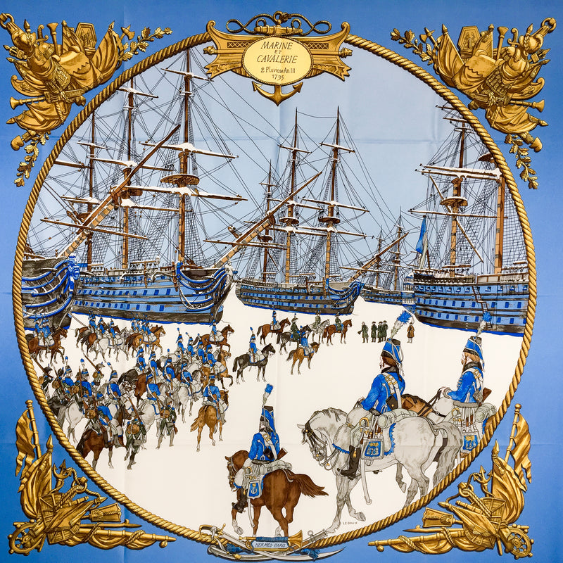 Marine et Cavalerie Hermes Silk - UNWORN – Carre de Paris