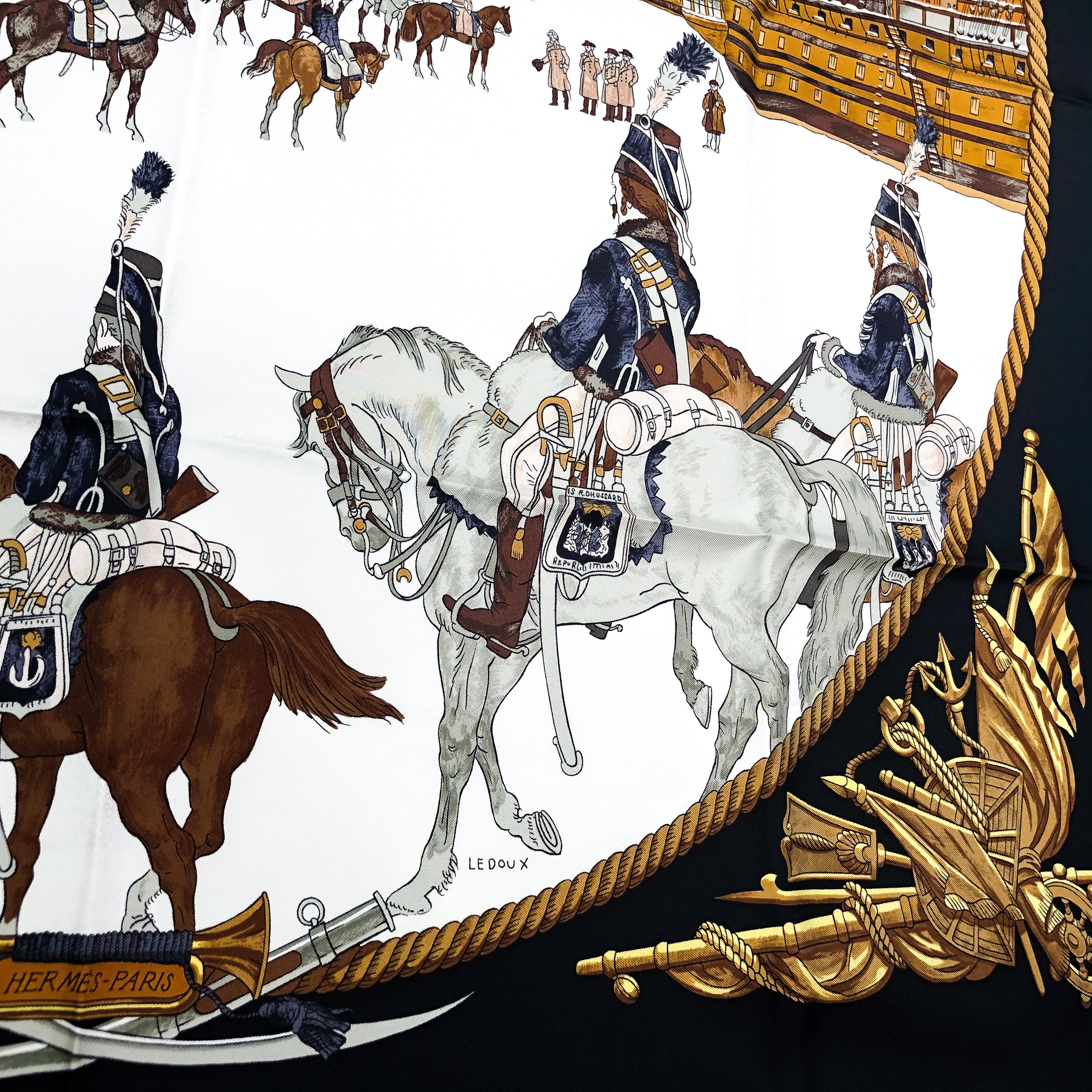 Marine et Cavalerie Hermes Scarf by Philippe Ledoux NIB – Carre de Paris