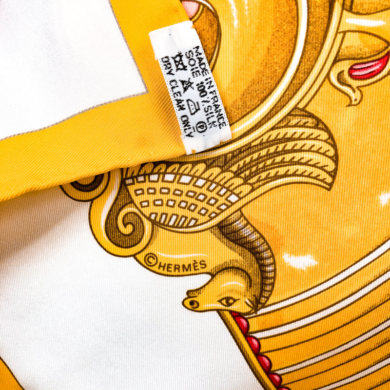 Monnaies et Symboles des Parisii Hermes Scarf By Zoe Pauwels 90 cm Silk Yellow CW