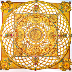 Monnaies et Symboles des Parisii Hermes Scarf By Zoe Pauwels 90 cm Silk Yellow CW