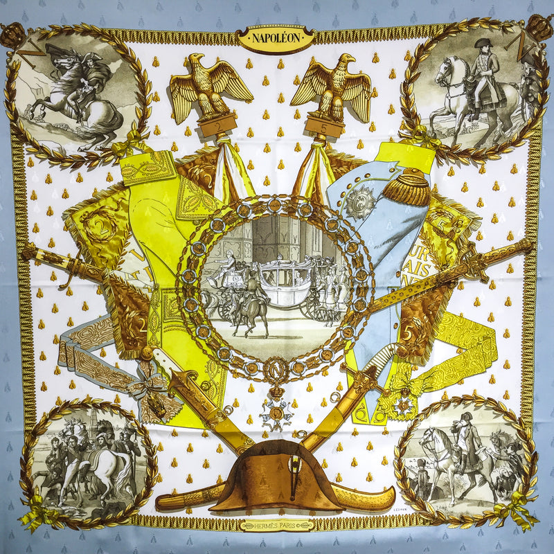 Hermes Silk Scarf Napoleon Early Issue 90 Silk Jacquard