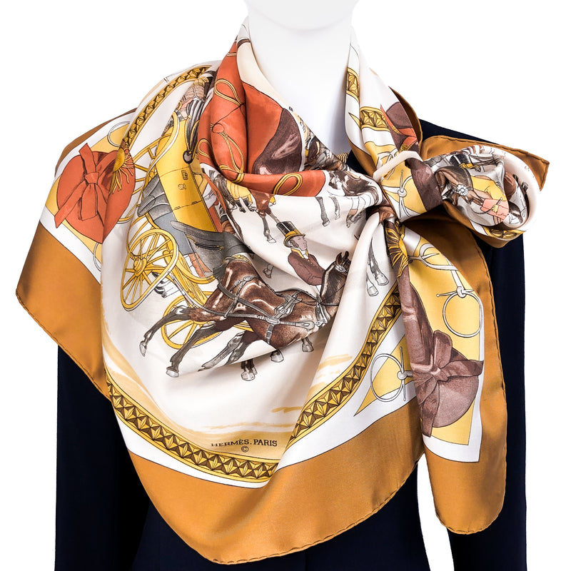 On Epsom Downs 1836 Hermès Scarf by Philippe Ledoux 90 cm Silk Twill RARE