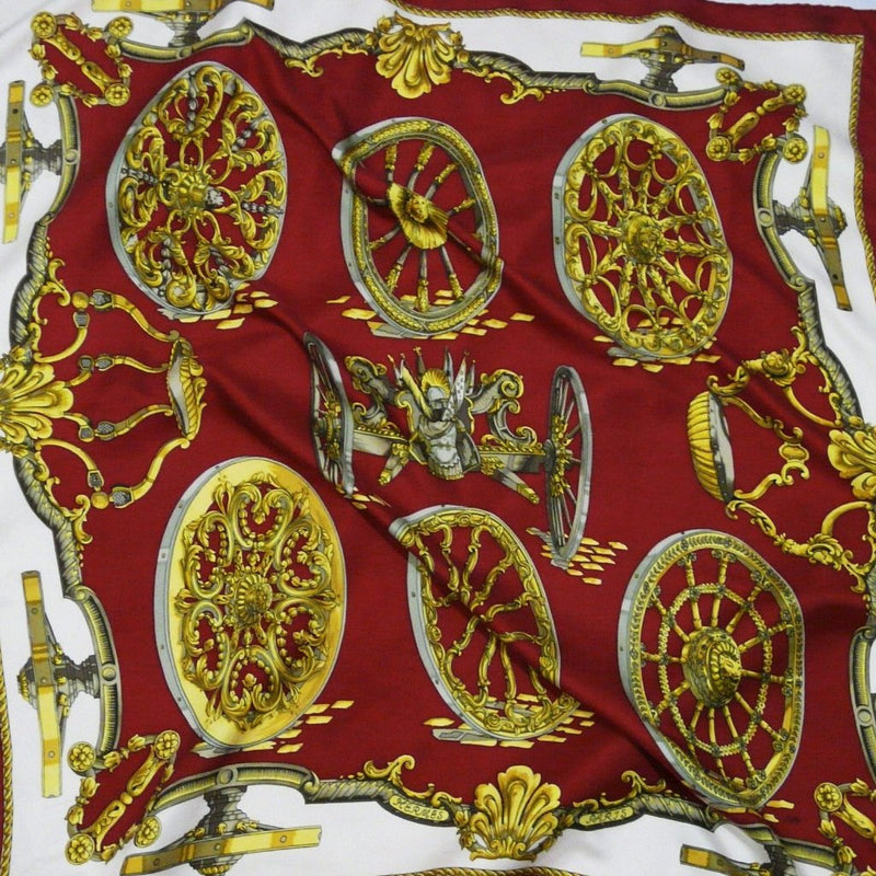 Roues de Canon HERMES scarf in maroon colorway