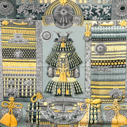 Parures de Samouraïs Hermes Silk Scarf by A. Honore GRAIL Steel Grey | Yellow