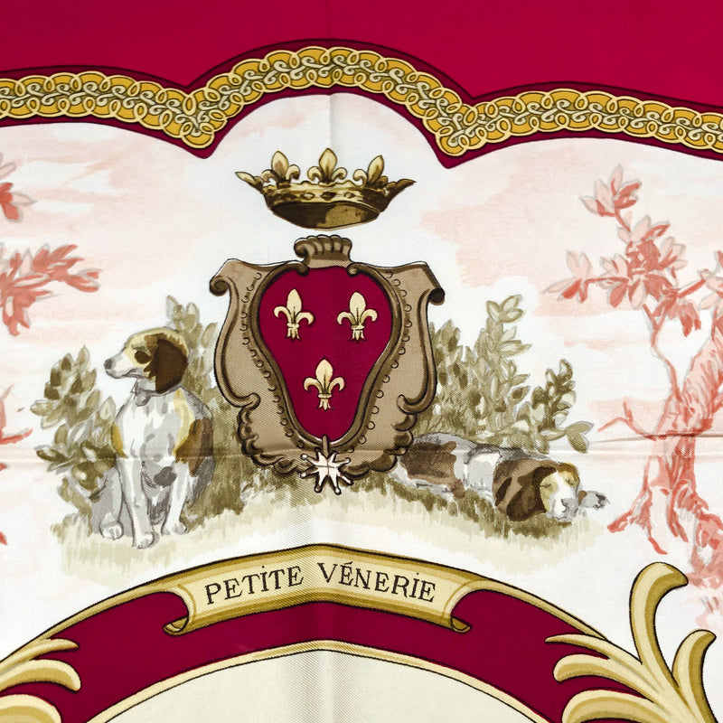 Petite Venerie Hermes Scarf by Charles Jean Hallo 90 cm Silk Twill - Red | Vintage