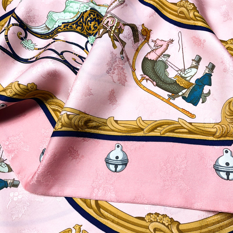 Plumes et Grelots Hermes Reversible Silk Jacquard Opera Scarf by Julia Abadie - RARE
