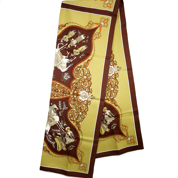 Pointe Tigre Royale Hermes Triangle Scarf Twill Silk with Tassels