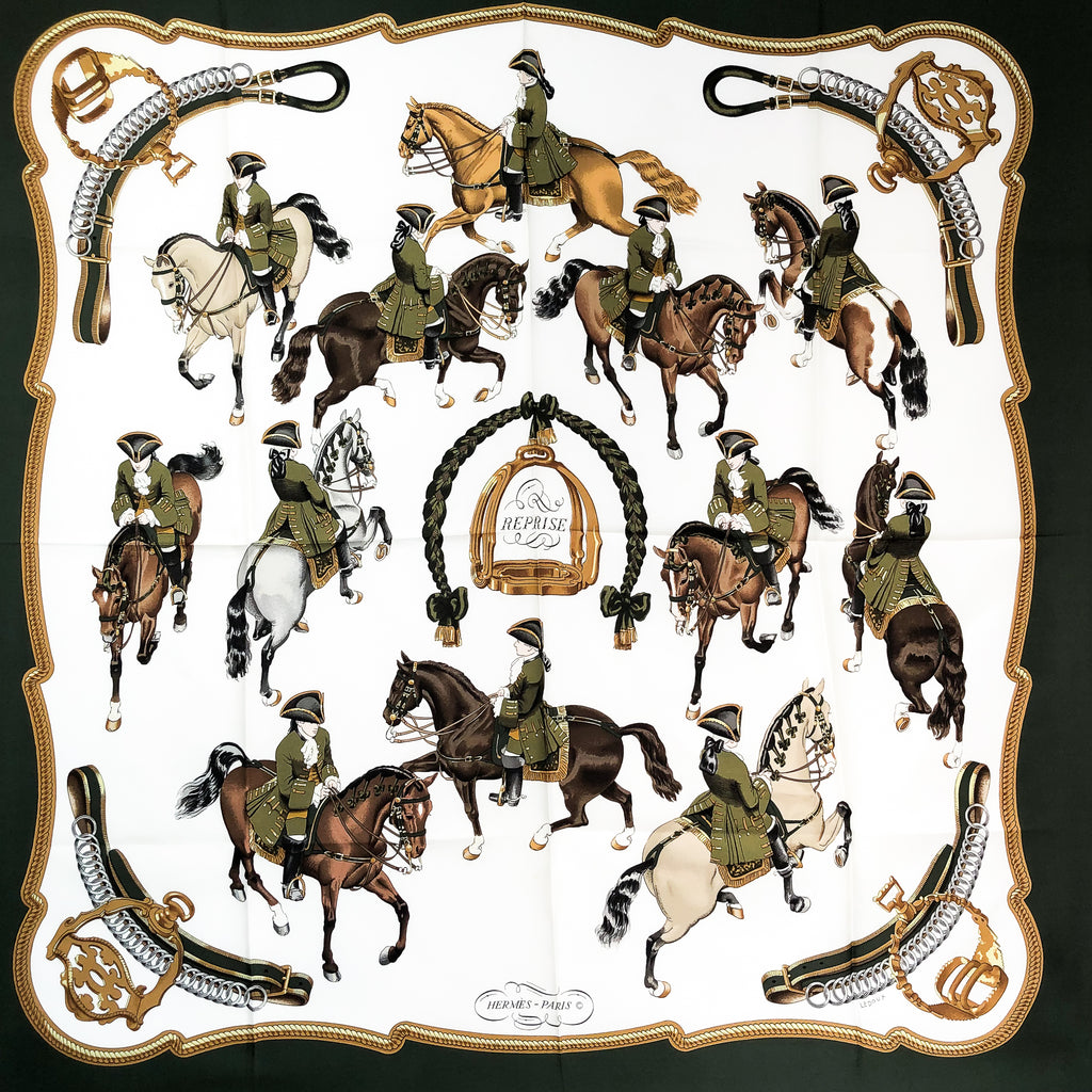 Cheval Turc Hermes Scarf by Vauzelles 90 cm Silk Twill Cinnamon