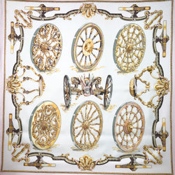 Roues De Canon Hermes Scarf by Caty Latham 90 cm Silk Early Vintage