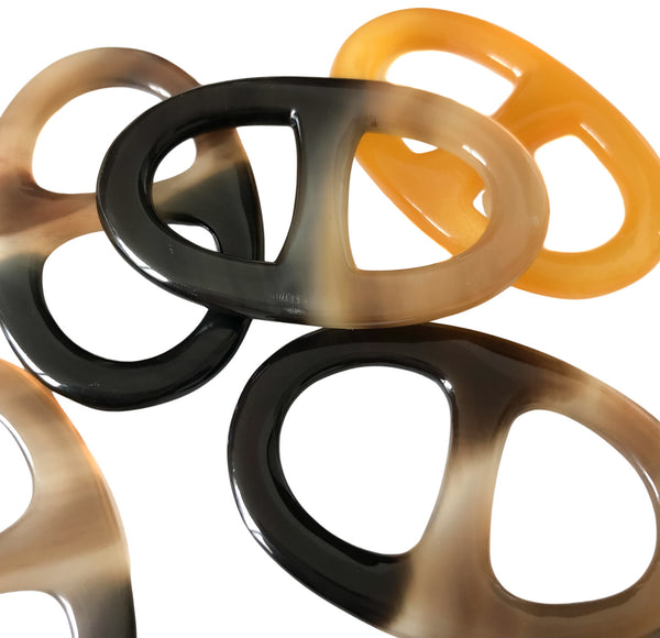 Silver, gold and natural horn designer scarf rings. Handmade scarf rings–  Dora Nola