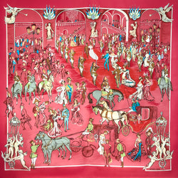 Soirée de Gala Hermes Scarf by Jean-Louis Clerc 90 cm Silk Twill Pink Col. RARE