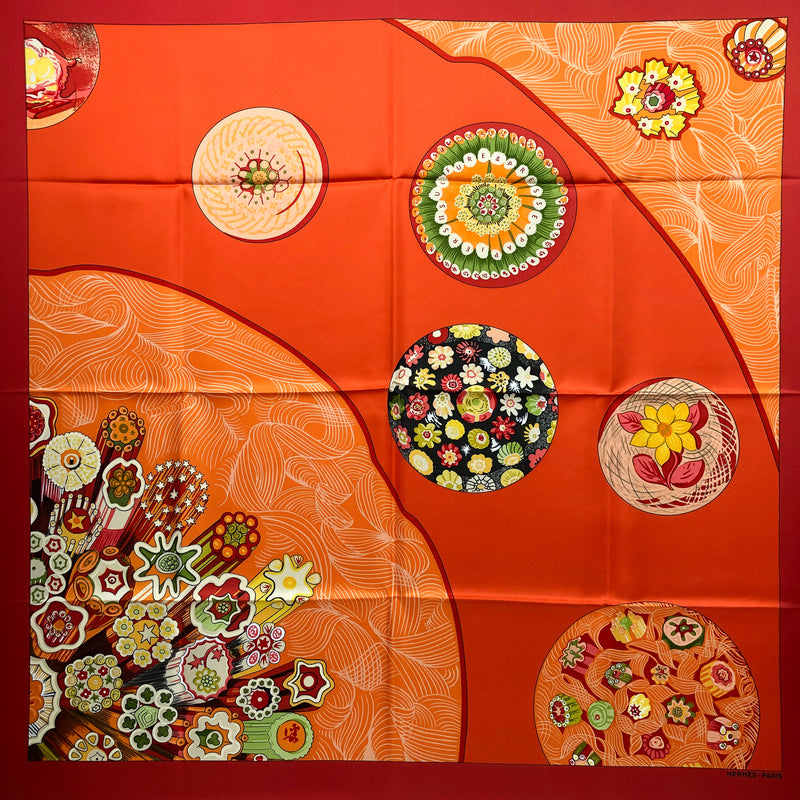 Sulfures & Presse-Papiers II (Detail) Hermes Scarf by Caty Latham Red