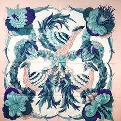 Tahiti Hermes Scarf by Caty Latham 90 cm Silk Twill Early Issue Pink