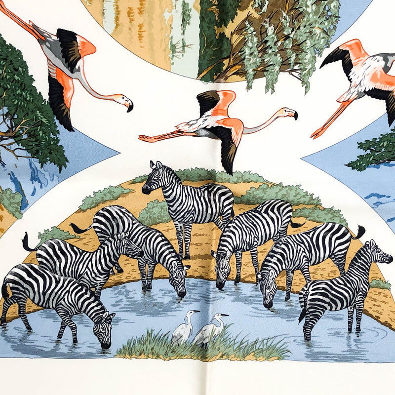 Tanzanie Hermes scarf vignette of zebras