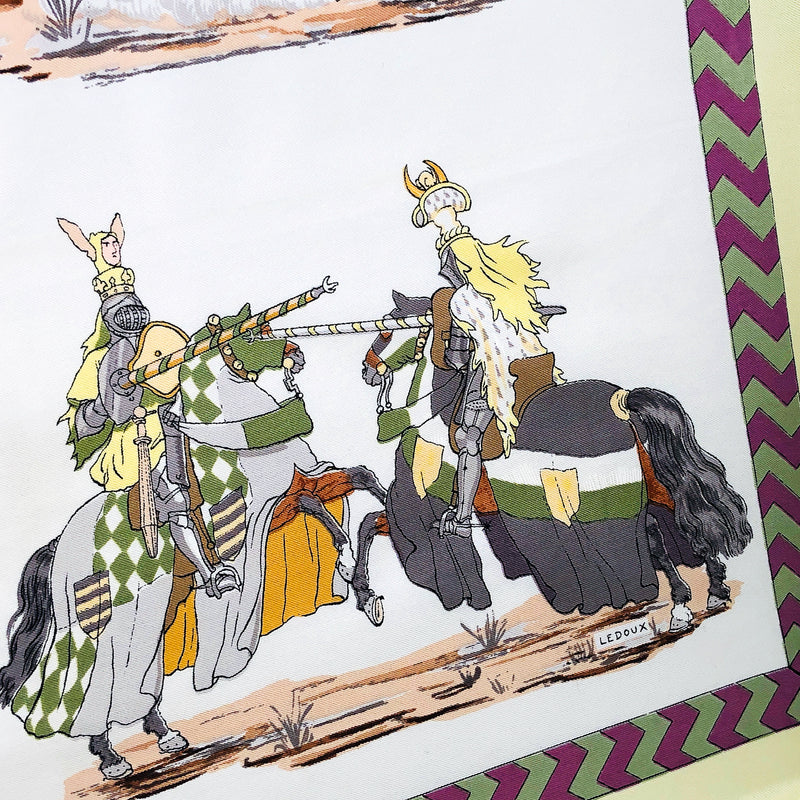 Tournois et Carrousels Hermes Scarf by Ledoux 90 cm Silk - Early Issue RARE