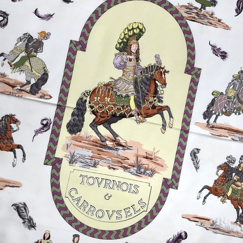 Tournois et Carrousels Hermes Scarf by Ledoux 90 cm Silk - Early Issue RARE