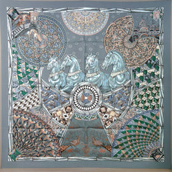 Trophees de Venise Hermes Scarf By Julia Abadie 90 cm Silk Twill