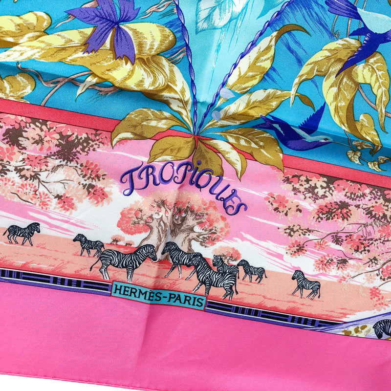 Tropiques Hermes Scarf by Toutsy 90 cm Silk Pink w/BOX