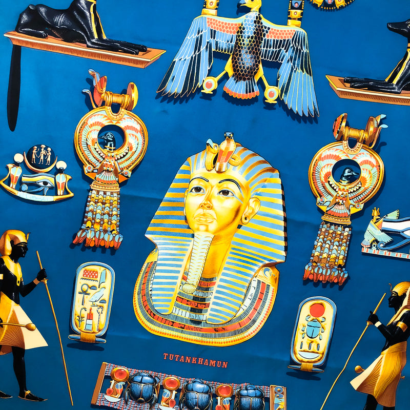 Tutankhamun Hermes Scarf by Rybal 90cm Silk Twill Early Issue