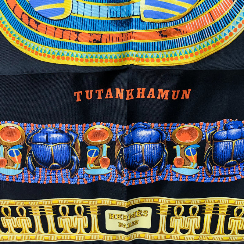 Tutankhamun Hermes Scarf by Rybal 90cm Silk NIB Black CW