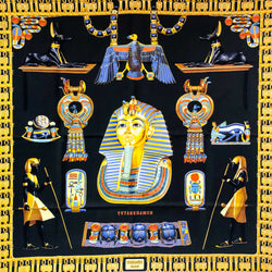 Tutankhamun Hermes Silk Scarf in Stunning Black Color Palette