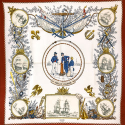 Vieille Marine, Old Navy,  Hermes Silk Scarf - (100% silk) - RARE Vintage