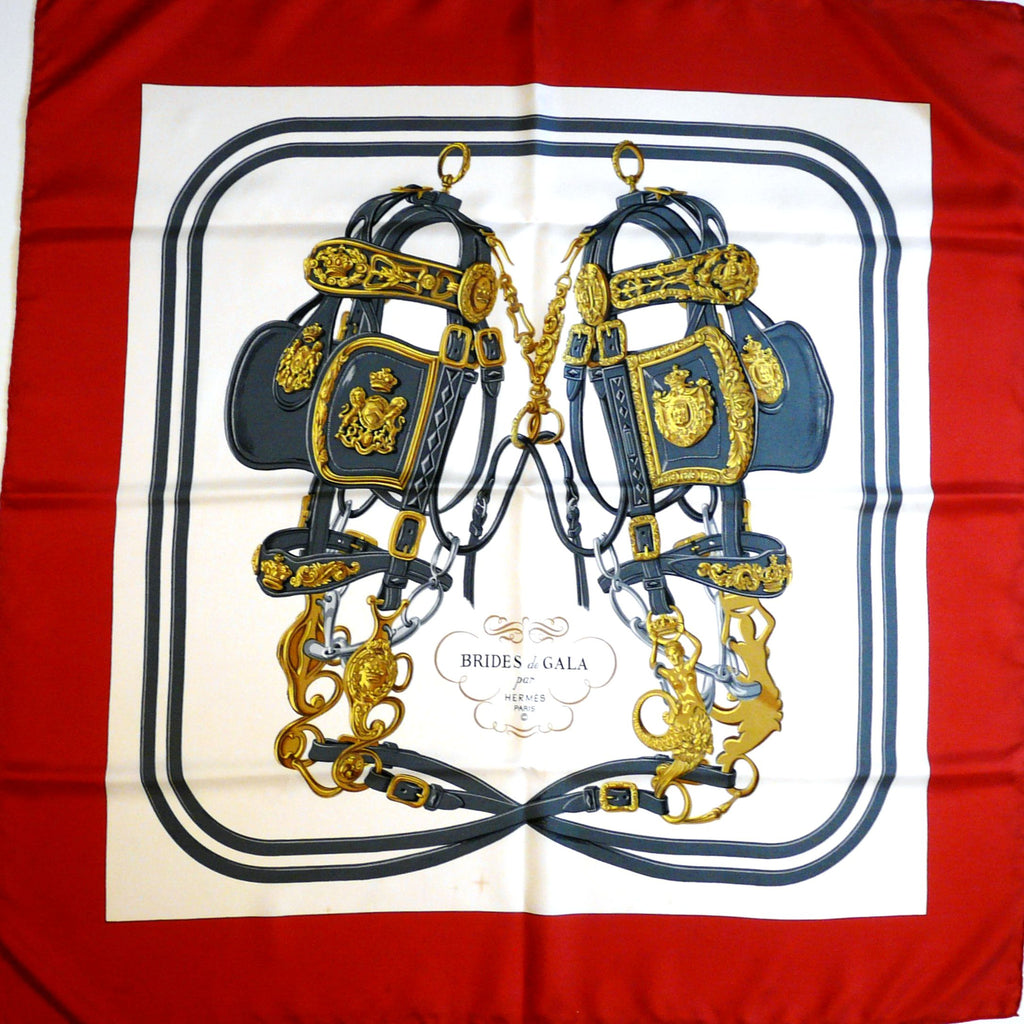 Red Hermes Brides de Gala Silk Scarf Scarves – Designer Revival