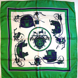 Ex Libris Hermes scarf in green, white and navy
