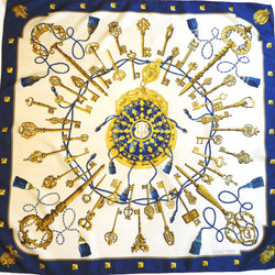 Les Cles Hermes Silk Scarf in blue